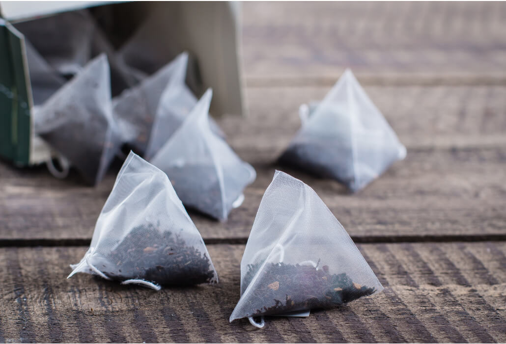 pyramid design green tea bags